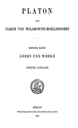 ﻿Platon, sein Leben und seine Werke, Band 1