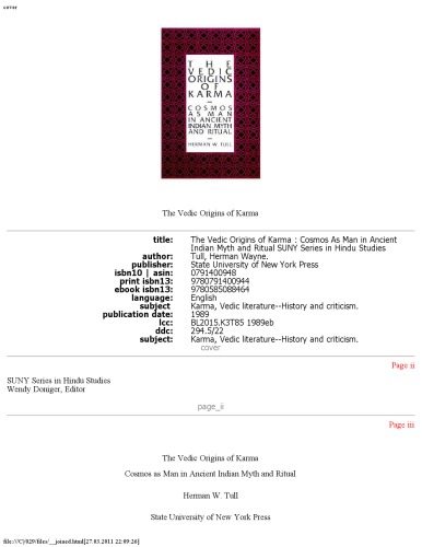 ﻿ریشه های ودایی کارما: کیهان به عنوان انسان در اسطوره ها و آیین های هند باستان