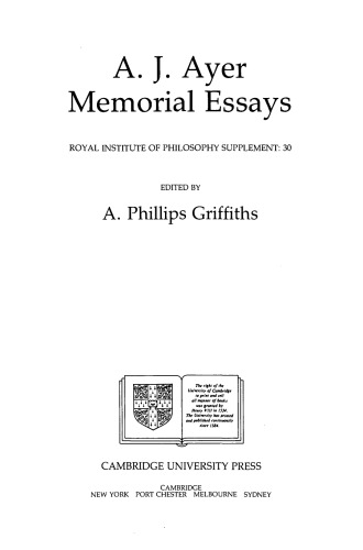 ﻿A. J. Ayer: Memorial Essays (مکمل‌های مؤسسه سلطنتی فلسفه (شماره 30))