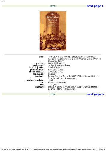 ﻿احیای 1857-1858: تفسیر یک بیداری مذهبی آمریکایی (مجموعه دین در آمریکا)