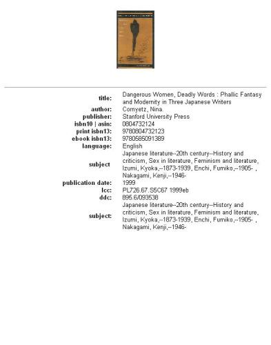 ﻿زنان خطرناک، کلمات کشنده: فانتزی فالیک و مدرنیته در سه نویسنده ژاپنی