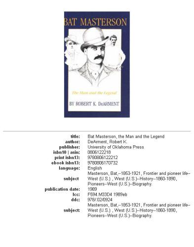 ﻿Bat Masterson: The Man and the Legend