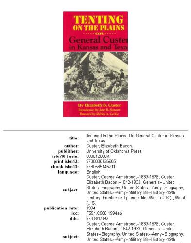 ﻿چادر زدن در دشت یا ژنرال کاستر در کانزاس و تگزاس