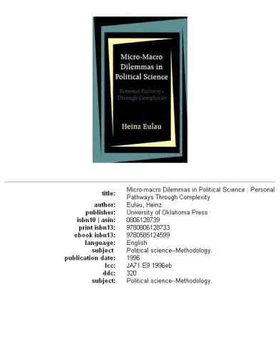 ﻿معضلات خرد کلان در علوم سیاسی: مسیرهای شخصی از طریق پیچیدگی