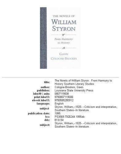 ﻿رمان های ویلیام استایرون: از هارمونی تا تاریخ