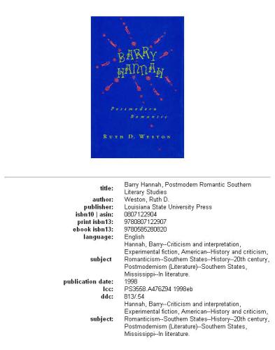 ﻿بری هانا، رمانتیک پست مدرن