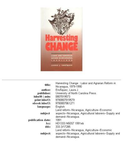 ﻿تغییر برداشت: اصلاحات کار و کشاورزی در نیکاراگوئه، 1979-1990
