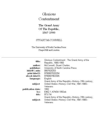 ﻿رضایت باشکوه: ارتش بزرگ جمهوری، 1865-1900