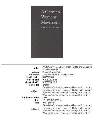 ﻿جنبش زنان آلمان: طبقه و جنسیت در هانوفر، 1880-1933