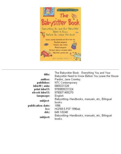 ﻿کتاب پرستار کودک: هر آنچه که شما و پرستار کودکتان باید قبل از ترک خانه بدانید