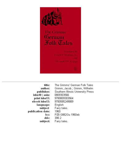 ﻿داستان های عامیانه آلمانی: جمع آوری و ویرایش شده توسط برادران گریم