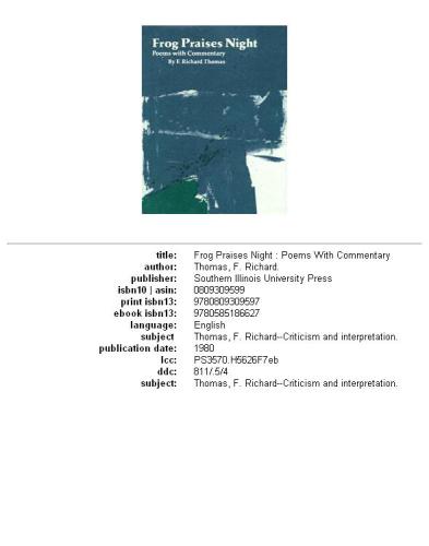﻿قورباغه شب ستایش می کند: اشعار با شرح