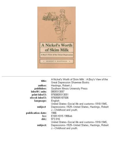 ﻿یک شیر بدون چربی به ارزش نیکل: دیدگاه یک پسر از رکود بزرگ