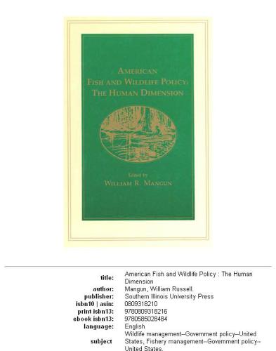 ﻿سیاست ماهی و حیات وحش آمریکا: بعد انسانی
