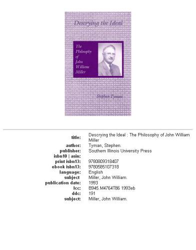 ﻿توصیف ایده آل: فلسفه جان ویلیام میلر