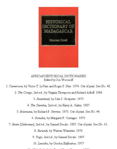 ﻿فرهنگ لغت تاریخی ماداگاسکار