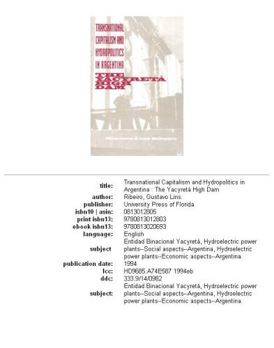 ﻿سرمایه داری فراملی و هیدروپلیتیک در آرژانتین: سد بلند یاسیرتا