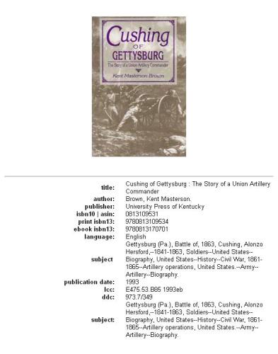 ﻿Cushing of Gettysburg: داستان یک فرمانده توپخانه اتحادیه
