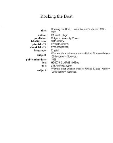 ﻿تکان دادن قایق: صدای زنان اتحادیه، 1915-1975