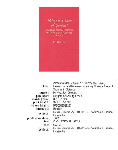 ﻿تقریباً یک مرد نابغه: کلمان رویر، فمینیسم و ​​علم قرن نوزدهم