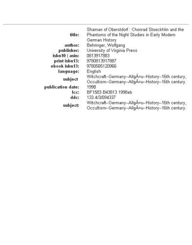 ﻿Shaman of Oberstdorf: Chonrad Stoeckhlin و فانتوم های شب