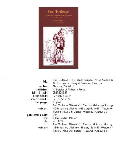 ﻿فورت تولوز: پاسگاه فرانسوی ها در آلاباماس در Coosa