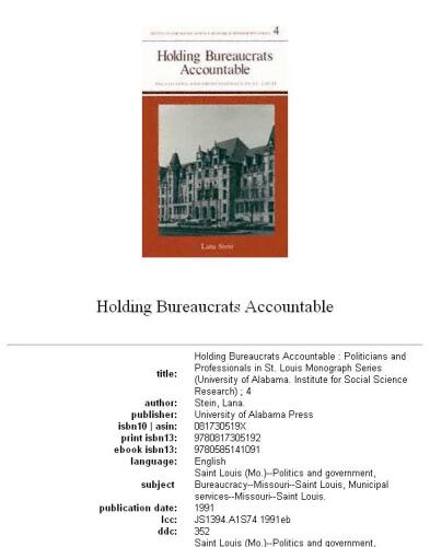 ﻿مسئول نگه داشتن بوروکرات ها: سیاستمداران و متخصصان در سنت لوئیس