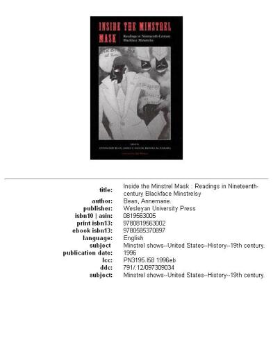 ﻿درون نقاب مینسترل: خوانش‌هایی در چهره سیاه قرن نوزدهم