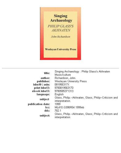 ﻿باستان شناسی آواز: آخناتن فیلیپ گلس