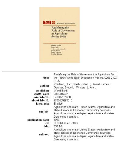 ﻿بازتعریف نقش دولت در کشاورزی برای دهه 1990، بخش‌های 63-105