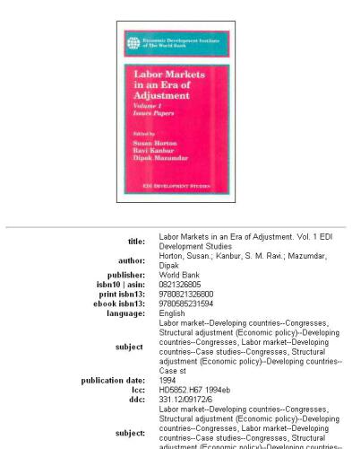 ﻿بازارهای کار در عصر تعدیل: مقالات