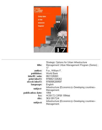 ﻿گزینه های استراتژیک برای مدیریت زیرساخت های شهری