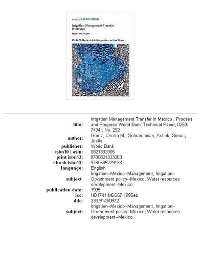 ﻿انتقال مدیریت آبیاری در مکزیک: فرآیند و پیشرفت، جلد 23-292
