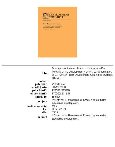 ﻿مسائل توسعه: ارائه به پنجاهمین جلسه کمیته توسعه، واشنگتن، دی سی، 27 آوریل 1995