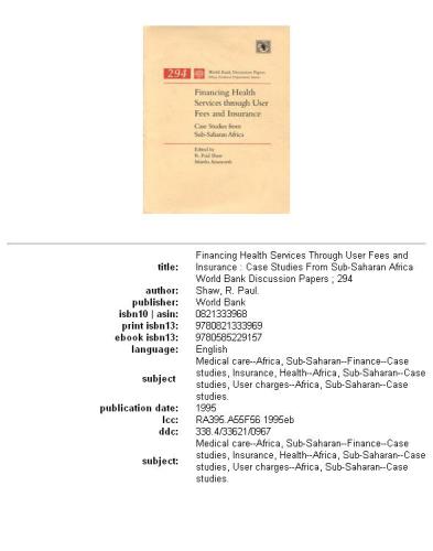 ﻿تامین مالی خدمات بهداشتی از طریق هزینه های کاربر و بیمه: مطالعات موردی از جنوب صحرای آفریقا