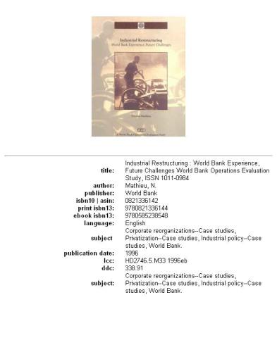 ﻿تجدید ساختار صنعتی: تجربه بانک جهانی، چالش های آینده