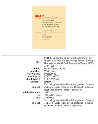 ﻿رهبری سازمانی و کارآفرینی در بخش علم و فناوری برزیل: تنظیم دستور کار جدید، بخش‌های 63-325