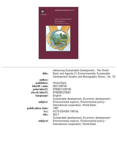 ﻿پیشبرد توسعه پایدار: بانک جهانی و دستور کار 21