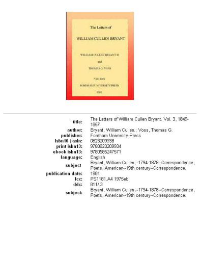 ﻿نامه های ویلیام کالن برایانت: جلد سوم، 1849-1857