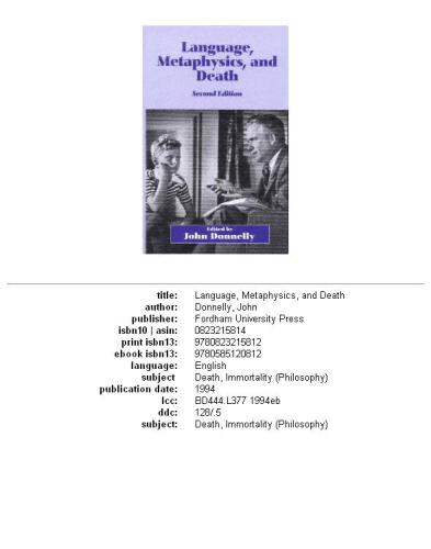 ﻿زبان، متافیزیک و مرگ