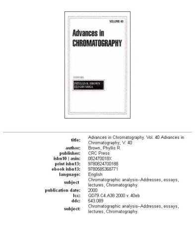 ﻿پیشرفت در کروماتوگرافی، جلد 40