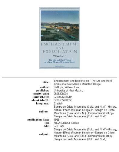 ﻿افسون و بهره برداری: زندگی و دوران سخت یک رشته کوه نیومکزیکو