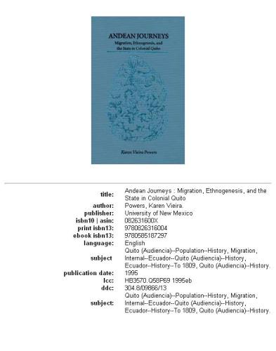 ﻿سفرهای آند: مهاجرت، قوم زایی و دولت در کیتوی استعماری