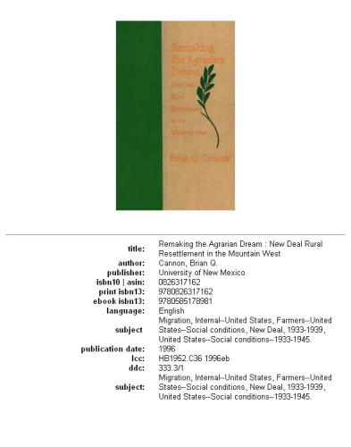 ﻿بازسازی رویای کشاورزی: ​​اسکان روستایی نیو دیل در غرب کوهستان