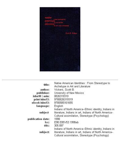 ﻿هویت های بومی آمریکایی: از کلیشه تا کهن الگو در هنر و ادبیات