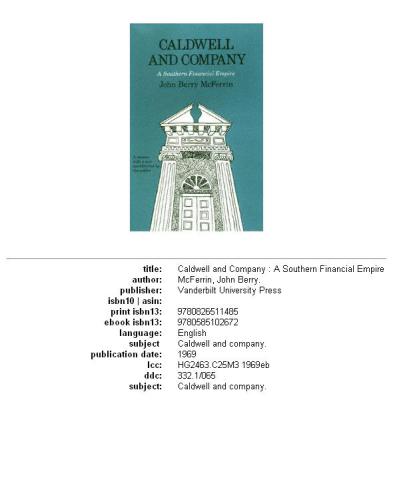 ﻿کالدول و شرکت: یک امپراتوری مالی جنوبی