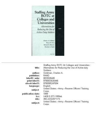 ﻿کارکنان ارتش ROTC در کالج ها و دانشگاه ها: جایگزین هایی برای کاهش استفاده از سربازان فعال