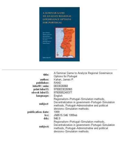 ﻿یک بازی سمینار برای تجزیه و تحلیل گزینه های حاکمیت منطقه ای برای پرتغال