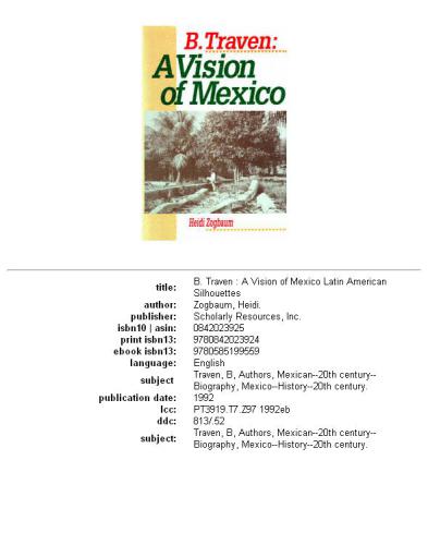 ﻿B. Traven: چشم اندازی از مکزیک