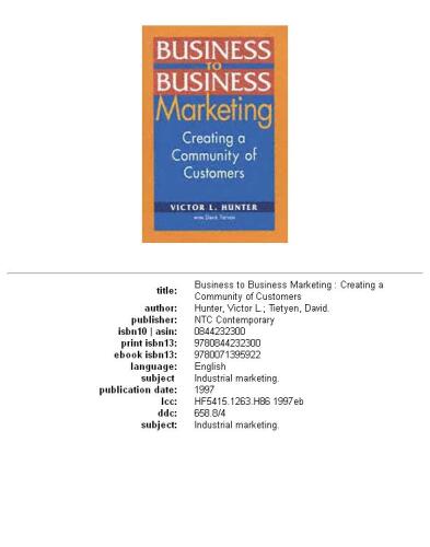 ﻿بازاریابی کسب و کار به تجارت: ایجاد جامعه ای از مشتریان